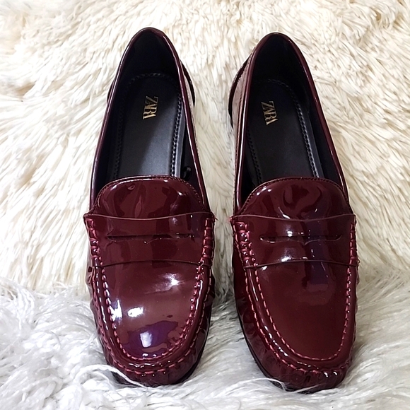 Zara Burgundy Loafers - Picture 3 of 12